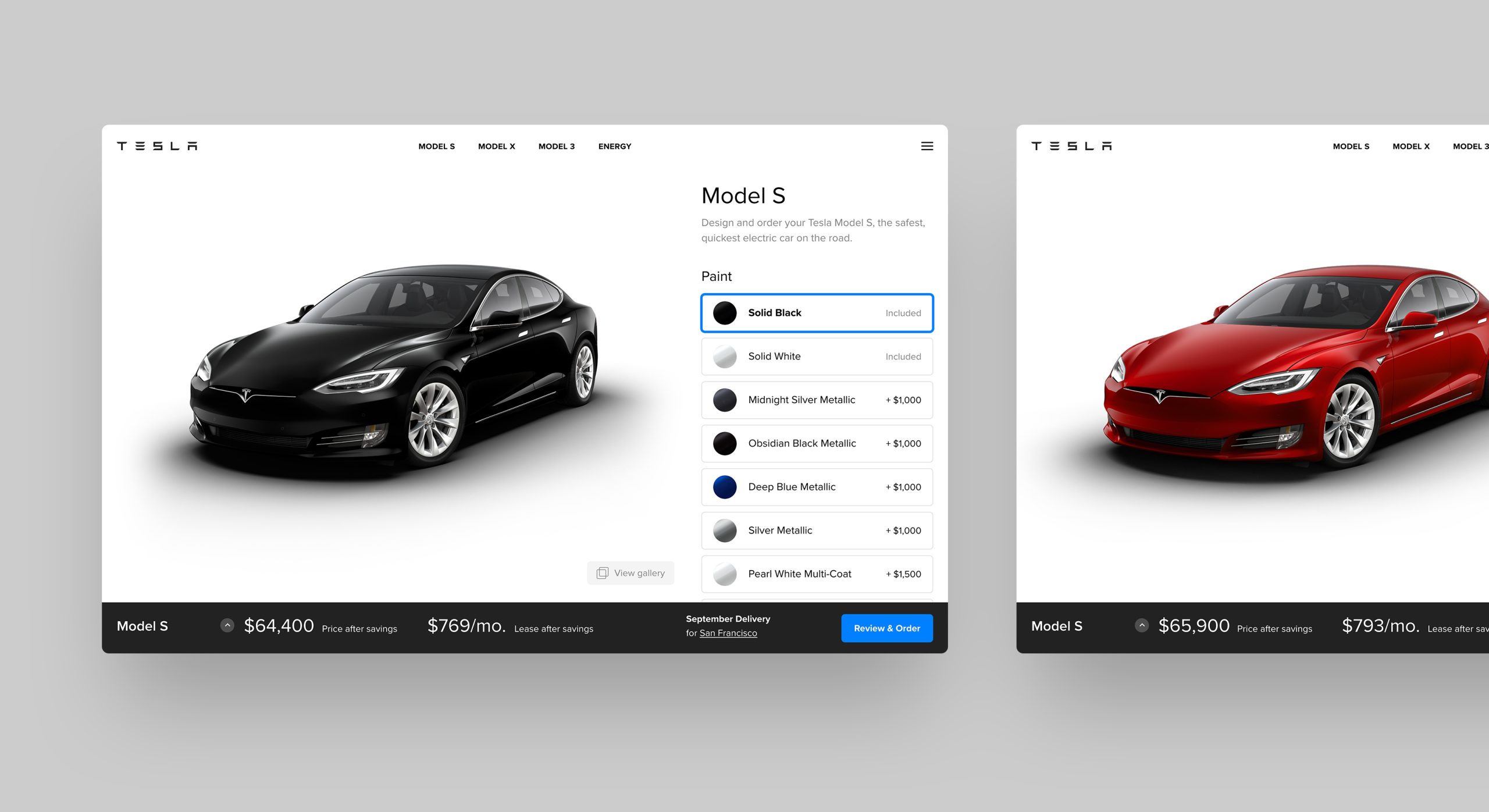 Tesla "Design Studio" (Online Car Configurator)