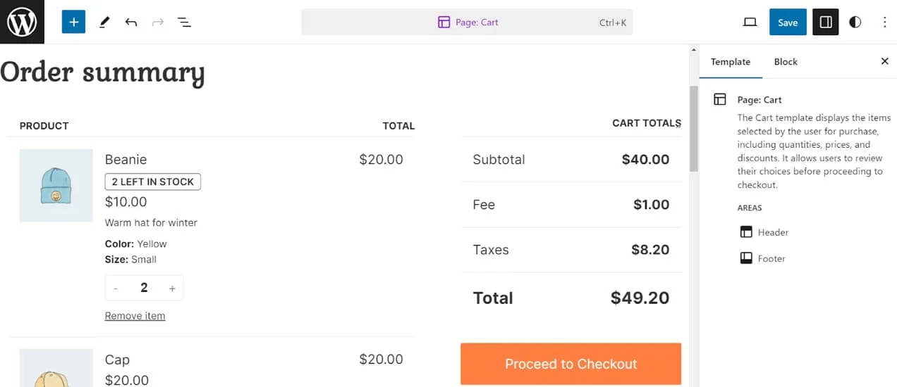 Cart and Checkout Pages