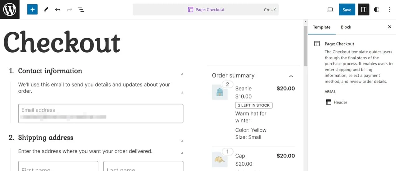 Cart and Checkout Pages