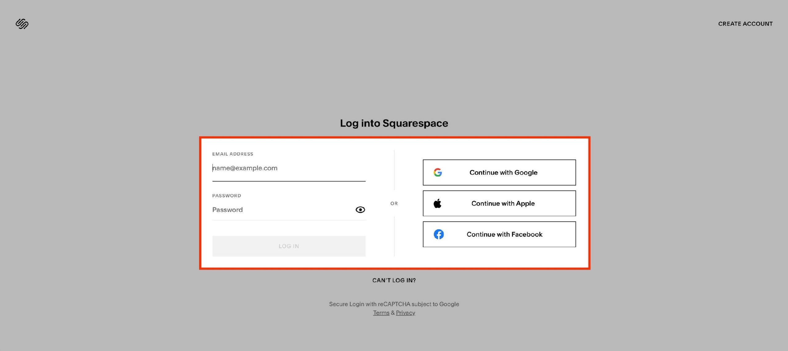 squarespace login